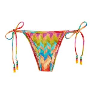 FARM RIO Ribbed Light Chevron Tie Side Brazilian Bikini Bottom